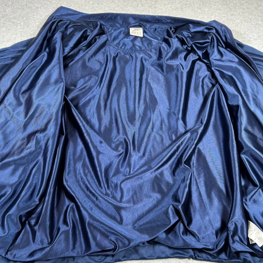 Adidas Track Jacket Mens Large Blue Y2K Vintage Basketball Full‎ Zip Shiny